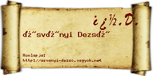 Ásványi Dezső névjegykártya