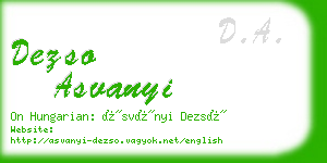 dezso asvanyi business card